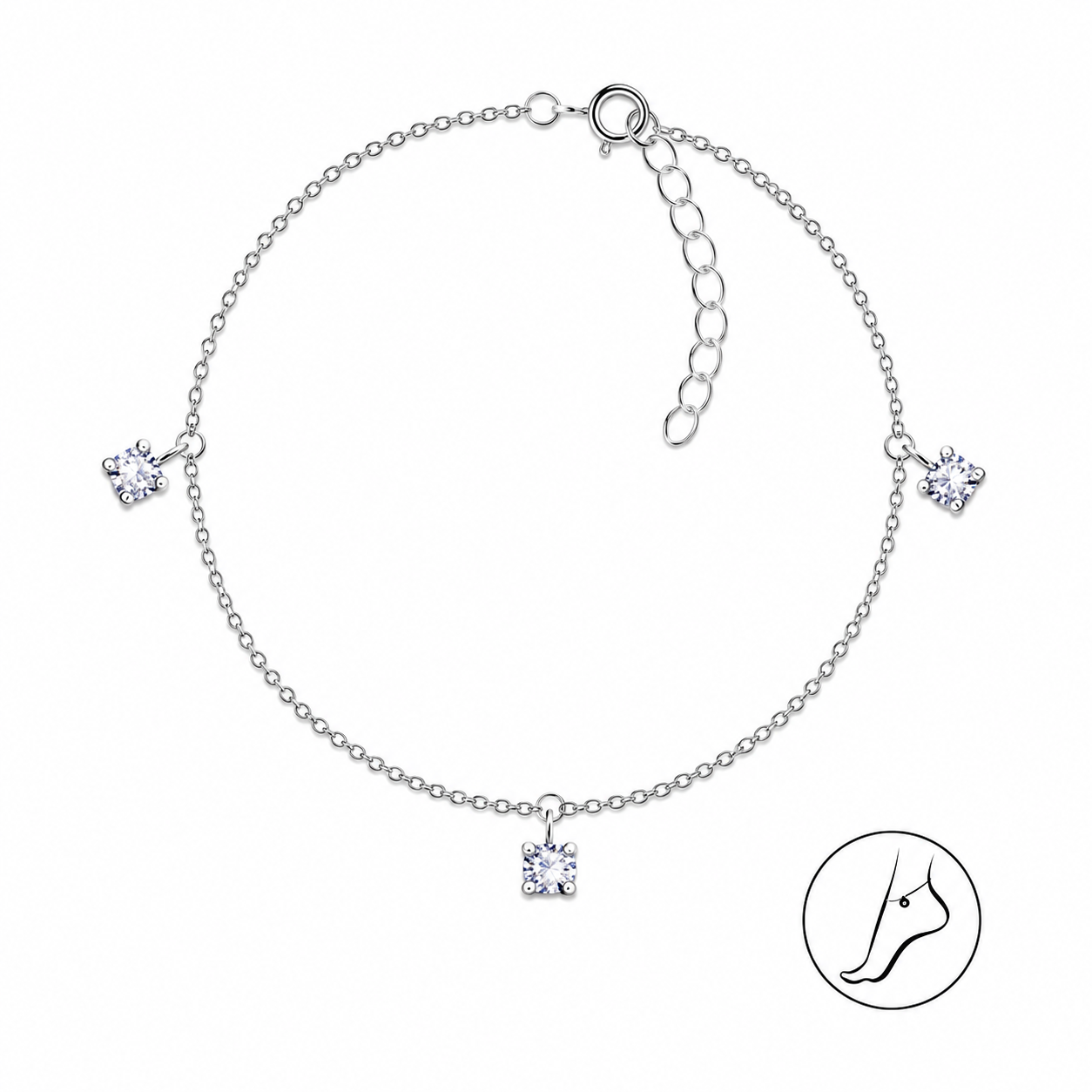 925 Kristal Detallı Halhal