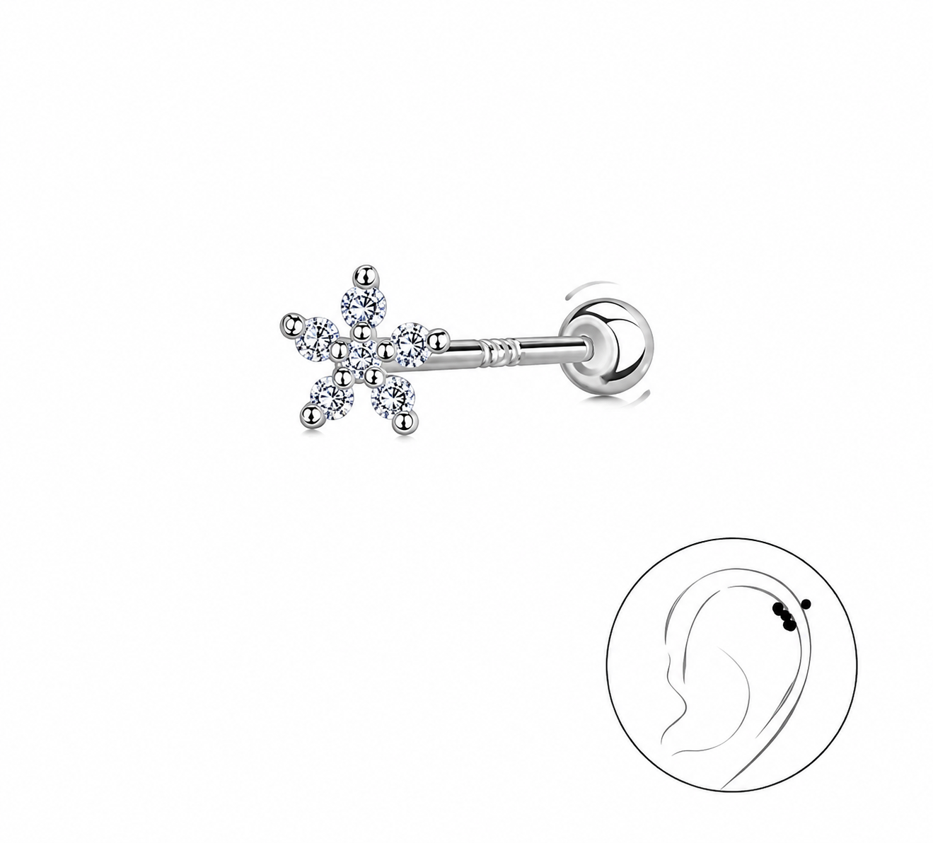 925 Kristal Qar Dənəsi Piercing